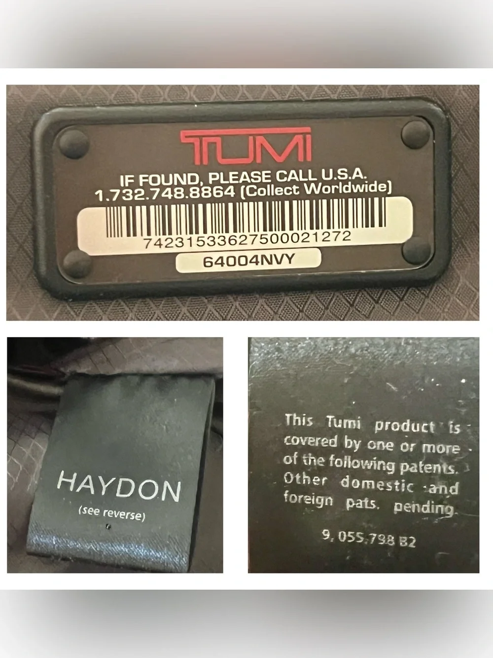 Tumi authentic hayden